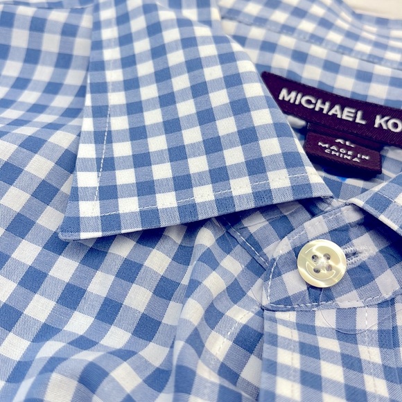Michael Kors Mens Gingham Roll Sleeve Shirt - Large Regular Fit - Picture 7 of 11